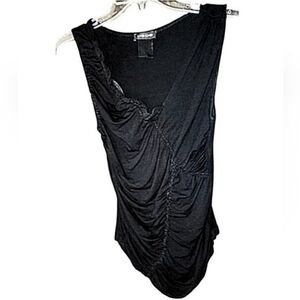Vintage Bebe Black Ruched Sleeveless Top Women's Size S